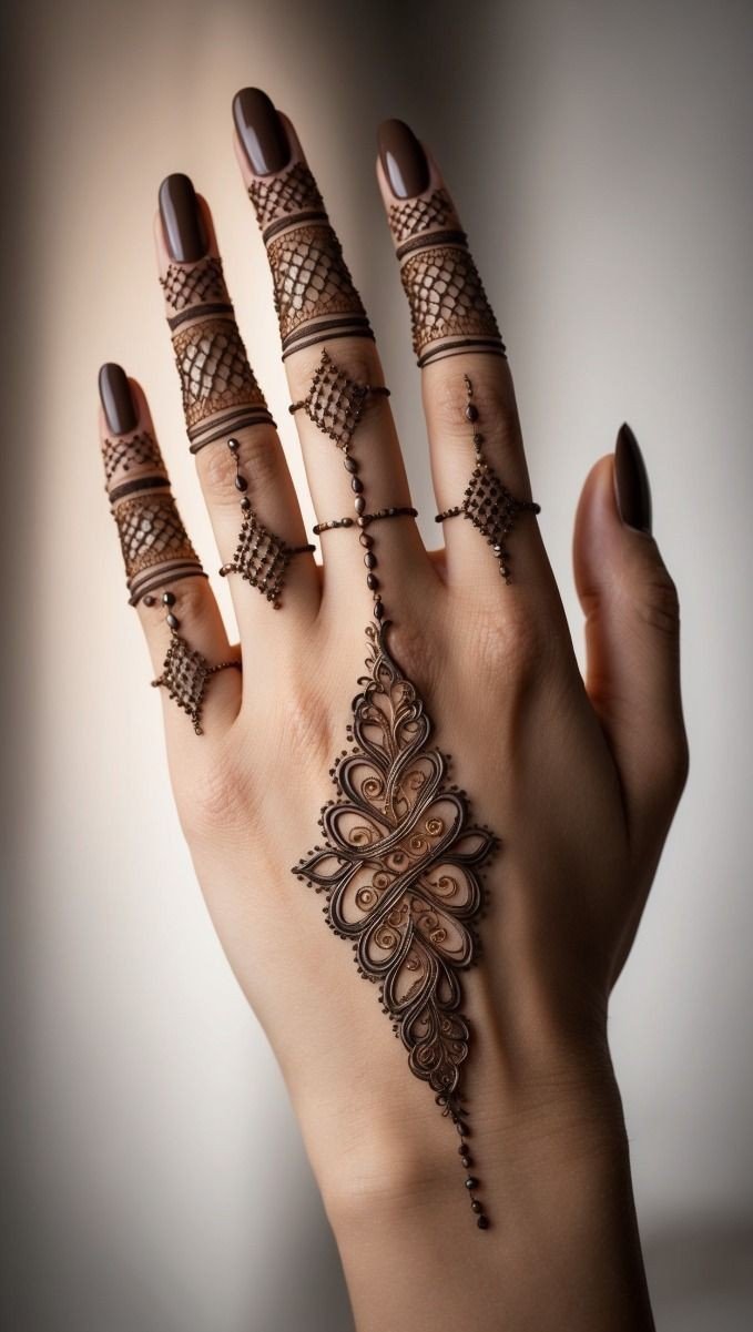back hand mehndi design engagement
