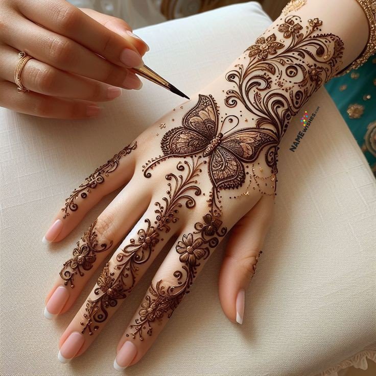 dubai style back hand mehndi design