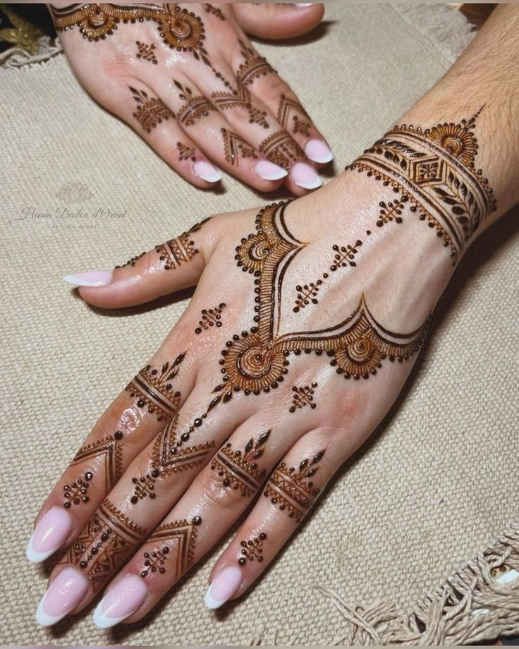 stylish back hand mehndi designs chain